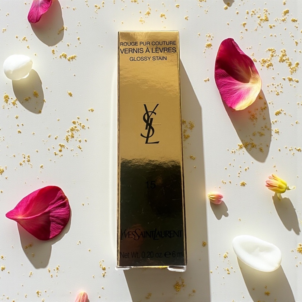 YSL Rouge Pur Couture Vernis à Lèvres Glossy Stain in Shade Rose Glacis #15 - Picture 2 of 6